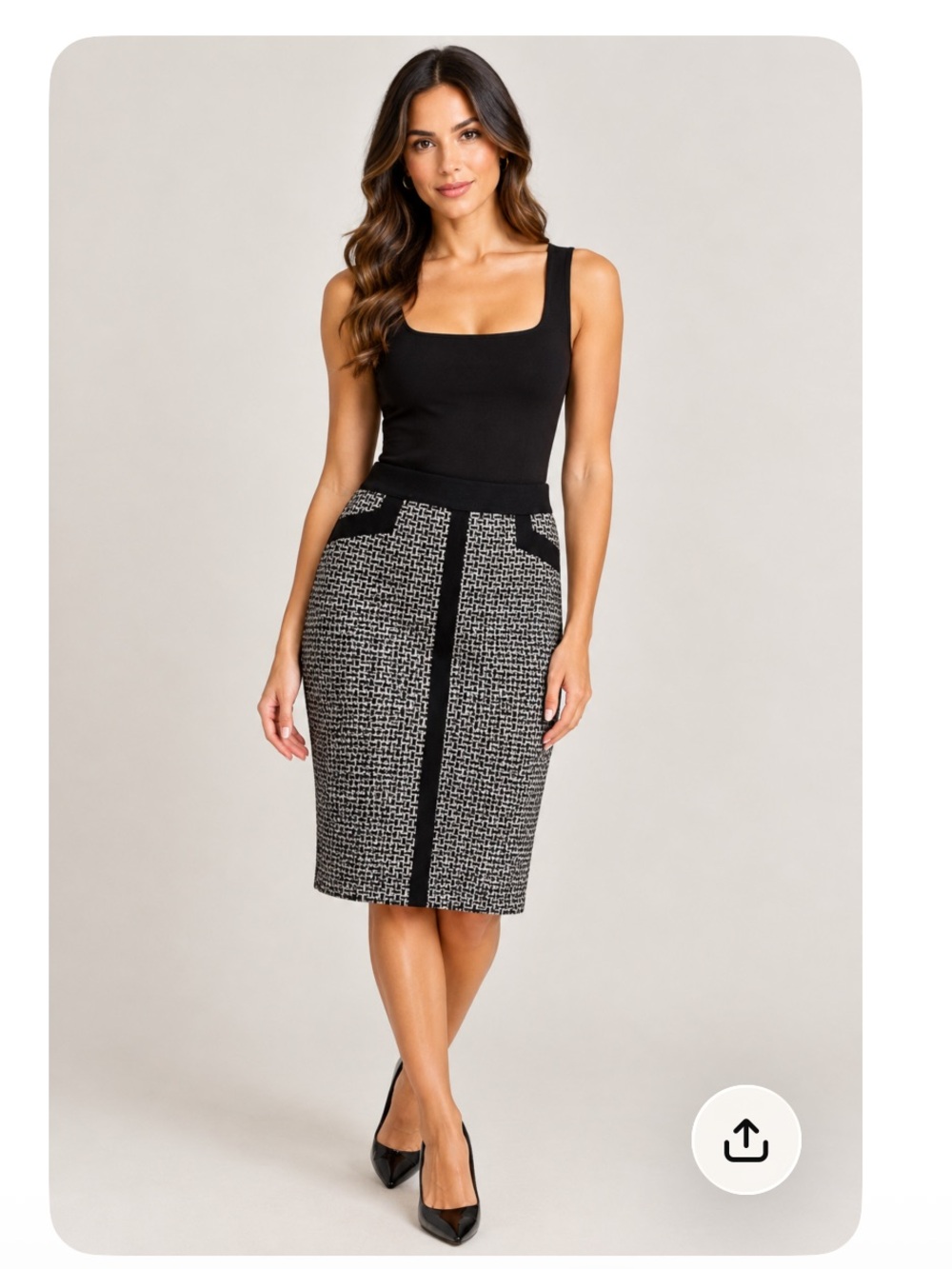 Studio Point Geometric Pencil Skirt in Black & White Size 8 Like New